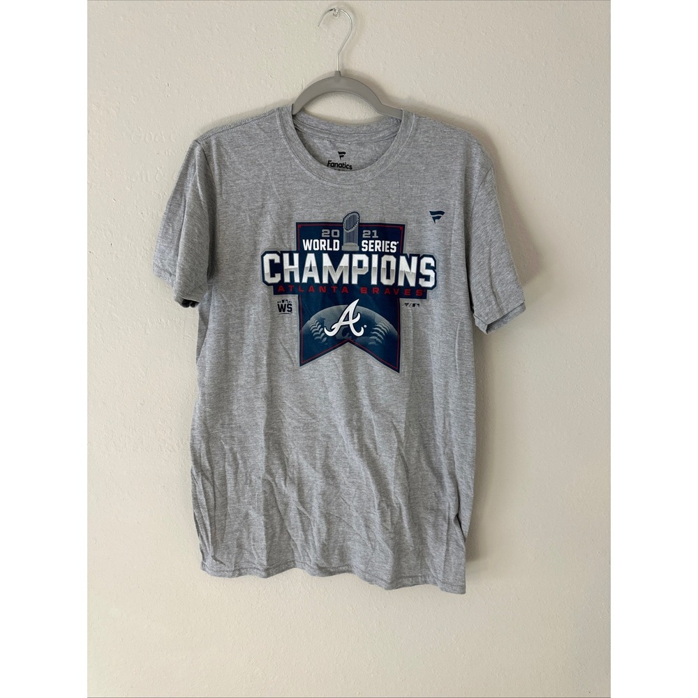 Atlanta Braves Shirt Mens Medium Gray MLB 2021 World Series Champions Fanatics